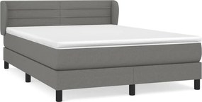 vidaXL Κρεβάτι Boxspring με Στρώμα Σκούρο Γκρι 140x200 εκ Υφασμάτινο
