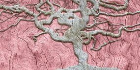 Αφηρημένη εικόνα δέντρο σε ξύλο με ροζ αντίθεση