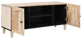 vidaXL Ντουλάπι TV με ράφι Λευκό 105 x 33 x 46 εκ Μασίφ ξύλο μάνγκο
