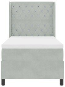 vidaXL Κρεβάτι με Στρώμα Light Grey 90x200 cm Βελούδο