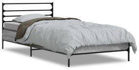 vidaXL Πλαίσιο Κρεβατιού Γκρι Sonoma 90x200 εκ. Επεξ. Ξύλο &amp; Μέταλλο