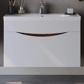 Έπιπλο Μπάνιου Πάγκος Με Νιπτήρα Smile 85 S3BSMIL085WBM 85x45,5x54,5cm White Κεραμικό,Mdf
