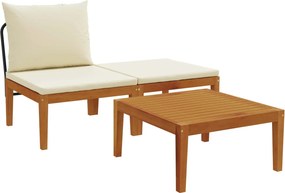 vidaXL 3 τμχ. Σετ Lounge Κήπου με Μαξιλάρια Φυσικό
