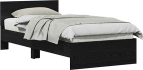 vidaXL Κρεβάτι με Κεφαλάρι Μαύρη Δρυς 90 x 200 cm Επεξεργασμένο ξύλο