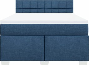 vidaXL Κρεβάτι Boxspring με Στρώμα Μπλε 160x200 εκ. Υφασμάτινο