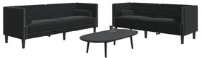 vidaXL Καναπές Chesterfield Σετ 2 Τεμ. με Στηρίγματα Αν. Γκρι Βελούδο
