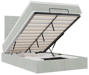 Οθωμανικό κρεβάτι με στρώματα &amp; LEDs Ανοιχτό γκρι Βελούδο 3314312