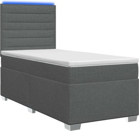 vidaXL Κρεβάτι box spring με στρώμα Σκούρο Γκρι 80 x 200 cm Ύφασμα