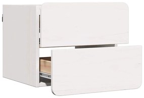vidaXL Κομοδίνο με συρτάρι Λευκό 39 x 34 x 33 εκ. Μασίφ ξύλο πεύκου
