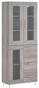vidaXL Ντουλάπι Γκρι Sonoma 69,5 x 34 x 180 εκ. Επεξεργασμένο Ξύλο