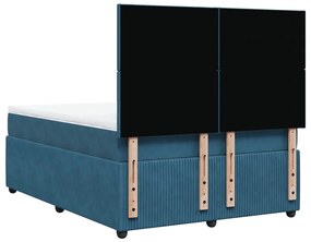 Κρεβάτι Boxspring με Στρώμα Σκούρο Μπλε 160x200 εκ. Βελούδινο - Μπλε