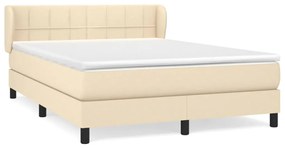 vidaXL Κρεβάτι Boxspring με Στρώμα Κρεμ 140x190 εκ. Υφασμάτινο