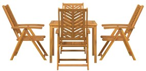 vidaXL Σέτ φαγητού για κήπο 5 pcs Καφέ Στερεό Ξύλο Ακακίας