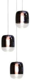 Κρεμαστό Φωτιστικό Οροφής 3xLED 4,2W Dimmable Triac Φυσητό Γυαλί Βάση 15x15cm Gong Mini 3S Prandina-1A63002513005-Μαύρο 1A63002513005