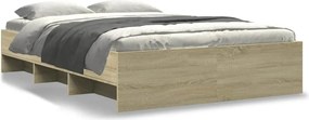 vidaXL Πλαίσιο Κρεβατιού Sonoma Δρυς 135x190 εκ. Επεξεργασμένο Ξύλο