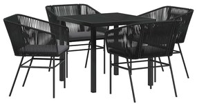 vidaXL Σέτ φαγητού για κήπο 5 pcs Μαύρο Πολυ ράταν