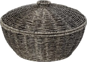 ΚΑΛΑΘΙ ΣΤΡΟΓΓ. ΜΕ ΚΑΠ. SYNTH. RATTAN ΓΚΡΙ 28Χ28Χ18ΕΚ