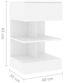 Κομοδίνο Λευκό 40 x 35 x 65 εκ. από Μοριοσανίδα - Λευκό