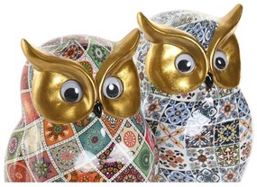 Διακοσμητική Φιγούρα Home ESPRIT Πολύχρωμο Χρυσό Κουκουβάγια Μεσογείακός (x2)