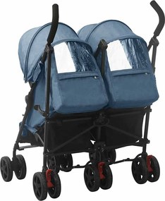 vidaXL Καρότσι Διδύμων Ναυτικό Μπλε Ατσάλινο