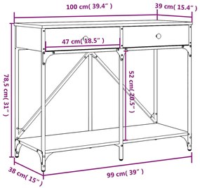 Τραπέζι Κονσόλα Καφέ Δρυς 100x39x78,5 εκ. Επεξεργασμένο Ξύλο - Καφέ