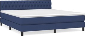 vidaXL Κρεβάτι Boxspring με Στρώμα Μπλε 180x200 εκ. Υφασμάτινο