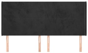 Κεφαλάρι με Πτερύγια Μαύρο 163x16x118/128 εκ. Βελούδινο - Μαύρο