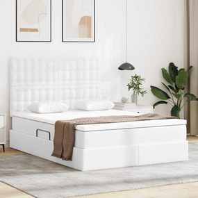 vidaXL Κρεβάτι Αποθήκης Καθαρό Λευκό 140 x 200 cm Τεχνητό Δέρμα