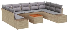 vidaXL Σετ Καναπέ Κήπου 10 pcs Beige, ανοιχτό γκρι