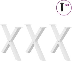 vidaXL Πόδια Τραπεζαρίας σε Σχήμα Χ 3 τεμ. Λευκά 90x(72-73) εκ. Ατσάλι