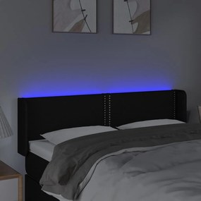 vidaXL Κεφαλάρι Κρεβατιού LED Μαύρο 147x16x78/88 εκ. Υφασμάτινο