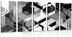 Αφηρημένη γεωμετρία εικόνων 5 τμημάτων σε ασπρόμαυρο - 100x50