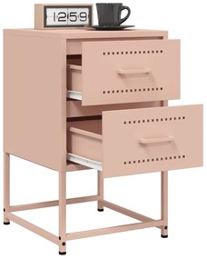 Κομοδίνα 2 τεμ. Ροζ 36x39x60,5 εκ. από Χάλυβα - Ροζ