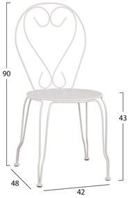 ΚΑΡΕΚΛΑ ΜΕΤΑΛΛΙΚΗ AMORE ΛΕΥΚΗ 42x48x90 εκ. HM5007.12