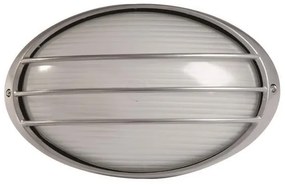 Απλίκα Τοίχου Οβάλ με Γρίλλιες IP44 L21,5xW15xH10 cm 1xE27 Αλουμίνιο Γκρι-Γυαλί Eurolamp 147-55065