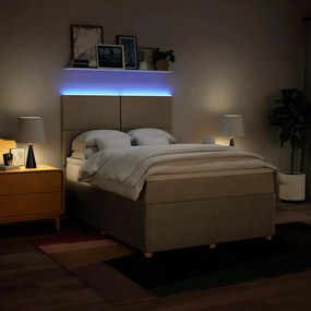 vidaXL Κρεβάτι Boxspring με Στρώμα Κρεμ 140x190 εκ. Υφασμάτινο