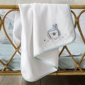 Κουβέρτα Βρεφική 4 Εποχών Little Indian White-Ciel Nima Κούνιας 110x140cm Cotton-Polyester