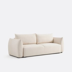 Γωνιακός καναπές-κρεβάτι 3 θέσεων με λεπτή μπουκλέ ταπετσαρία, Edith