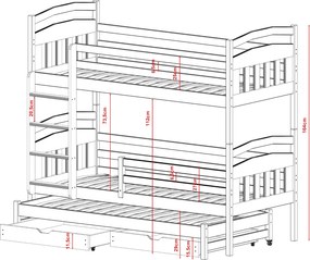 ALAN 80x200 grey bunk bed Lano Furniture