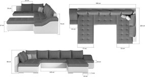 Γωνιακός καναπές Ginny-Λευκό-Αριστερή - 340.00Χ200.00Χ88.00cm