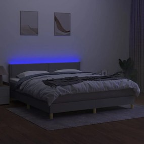 vidaXL Κρεβάτι Boxspring με Στρώμα &amp; LED Αν.Γκρι 180x200 εκ Υφασμάτινο