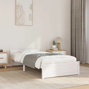 vidaXL Πλαίσιο Κρεβατιού Λευκό 75x190 εκ. Μασίφ Ξύλο Small Single