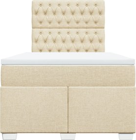 vidaXL Κρεβάτι Boxspring με Στρώμα Κρεμ 120x200 εκ. Υφασμάτινο