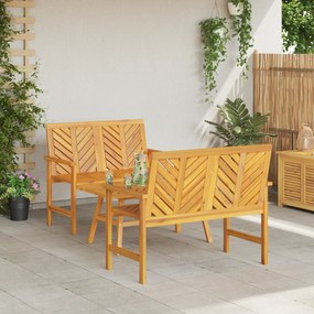 vidaXL Σετ Lounge Κήπου 3 Τεμαχίων Μασίφ Ξύλο Ακακίας
