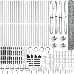 vidaXL Στύλος Περιφράξεων Ασημί 50 x 1,4 μ (36 mm δίχτυ) Ατσάλι