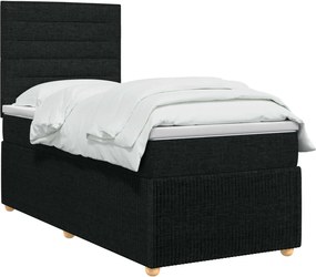 vidaXL Κρεβάτι box spring με στρώμα Μαύρο 90 x 190 cm Ύφασμα
