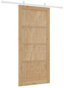 vidaXL Συρόμενη Πόρτα με Σετ Εξαρτημάτων 93x202 εκ. Στερεό Ξύλο Πεύκου