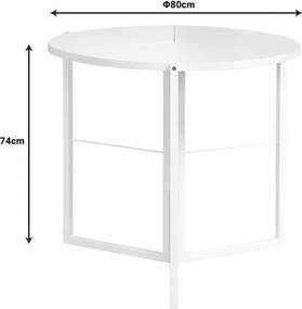 Τραπέζι Talen Πτυσσόμενο σε Λευκό Φ80x74εκ. 80x80x74 εκ.