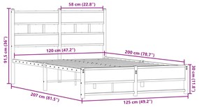 Σκελετός Κρεβ. Χωρίς Στρώμα Sonoma Δρυς 120x200 εκ. Μεταλλικό - Καφέ