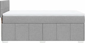 vidaXL Κρεβάτι Boxspring με Στρώμα Ανοιχτό Γκρι 90x200 εκ. Υφασμάτινο